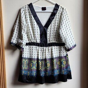 Torrid Multi-Color V-Neck Peasant Blouse Size 2X